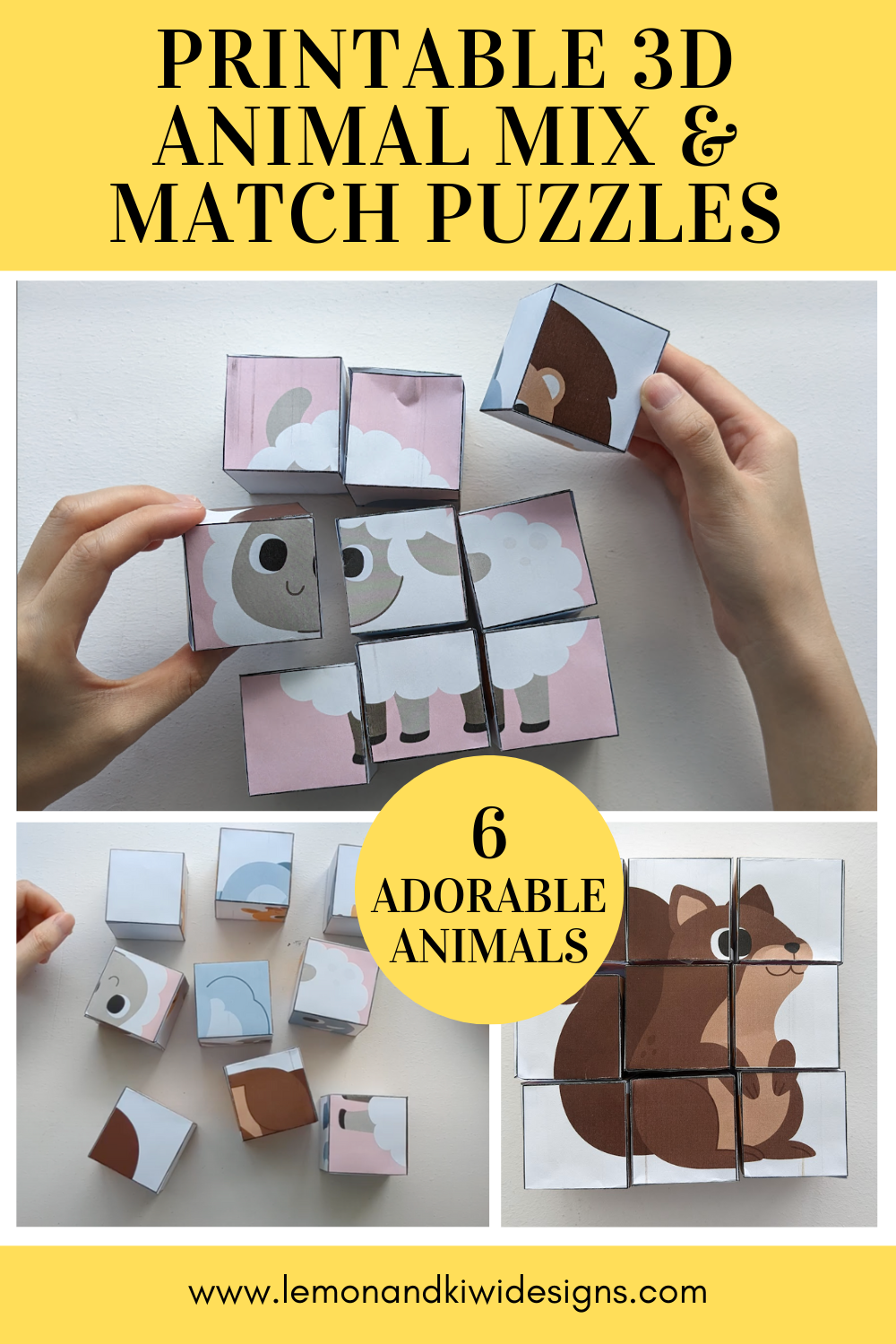 3d animal puzzle template for toddler
