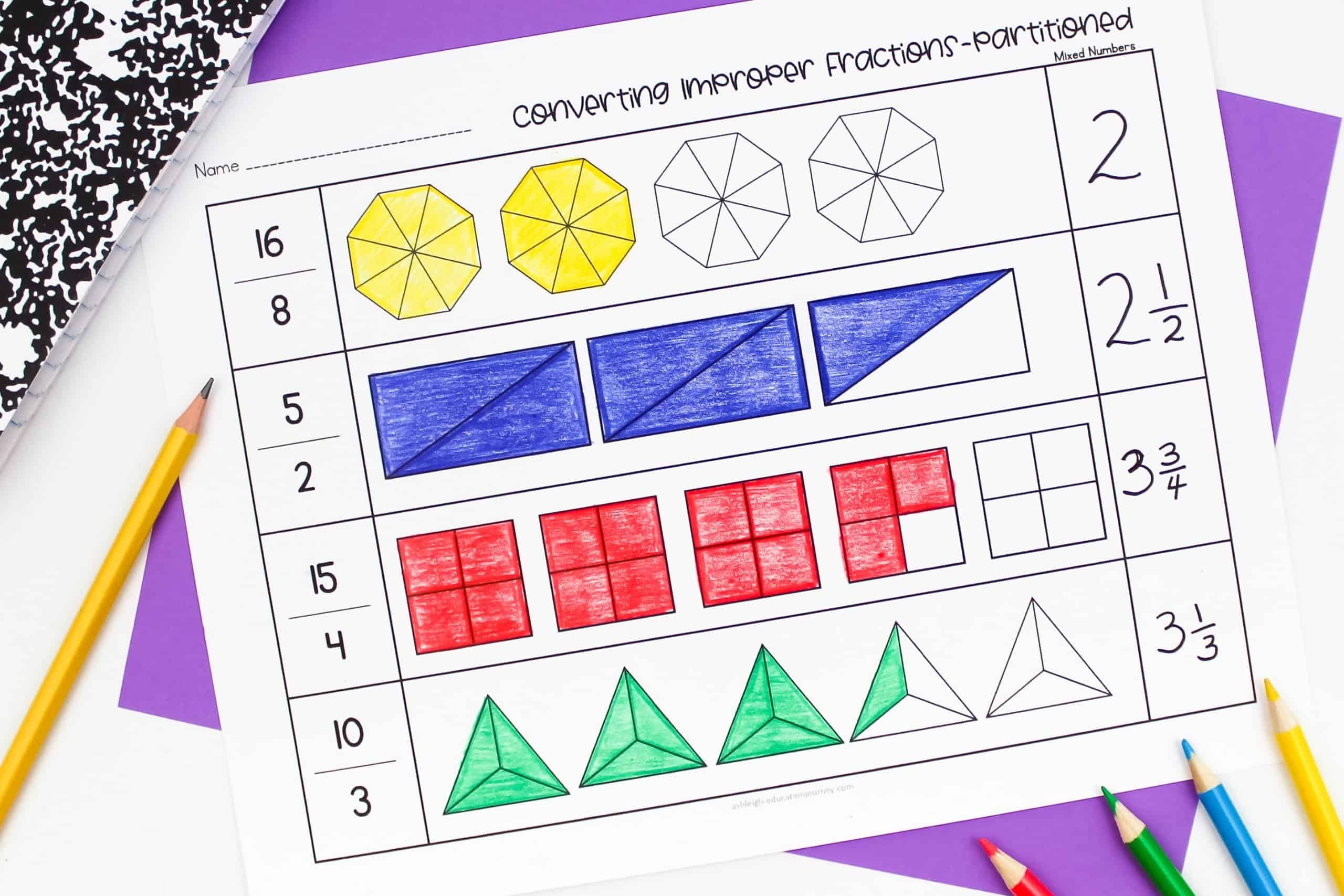 Mixed Numbers To Improper Fractions 