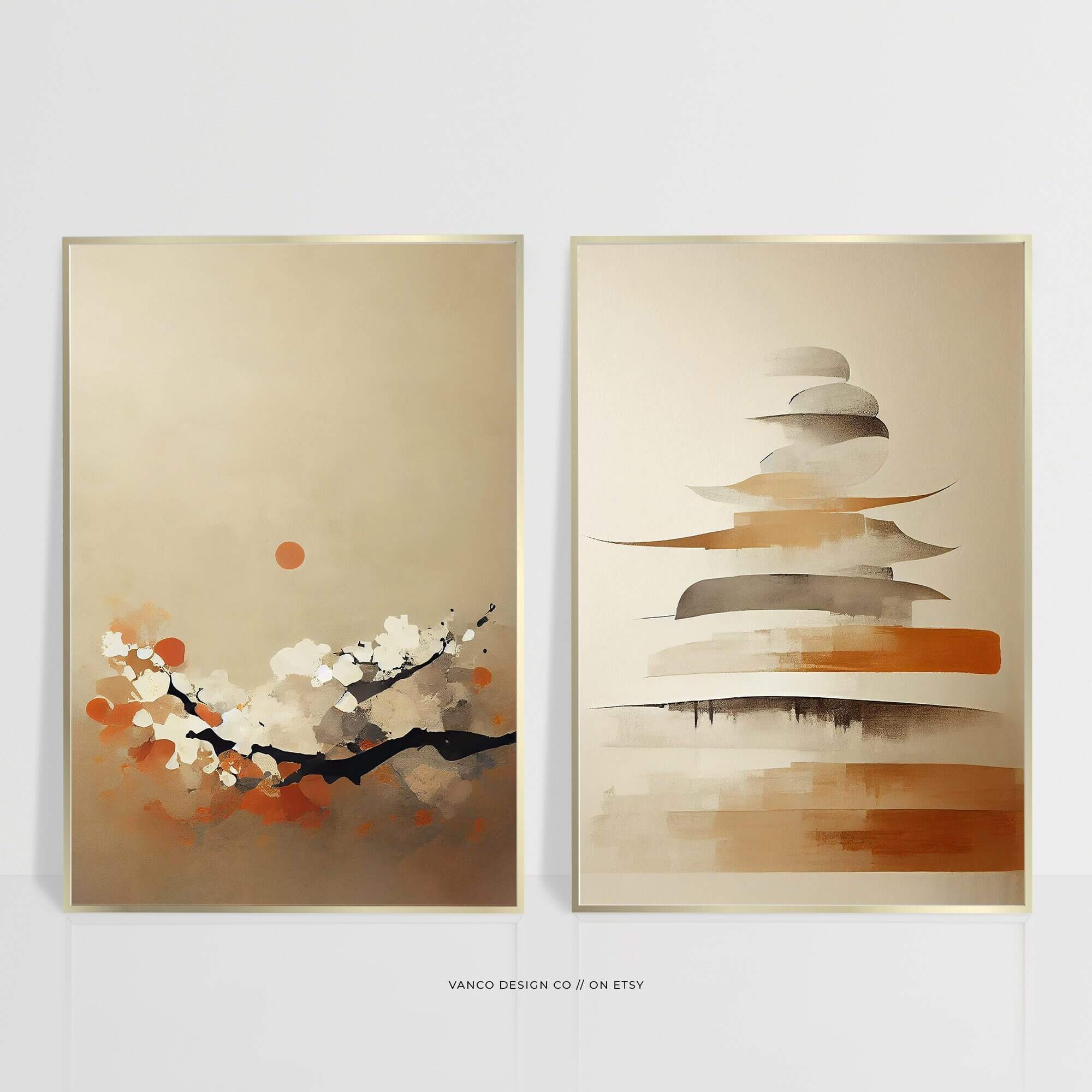 Modern Neutral Abstract Art Japandi Wall Decor Printable Set Of 2 Beige Minimalist Neutral Gallery Wall Minimalist Nordic Wall Art Prints