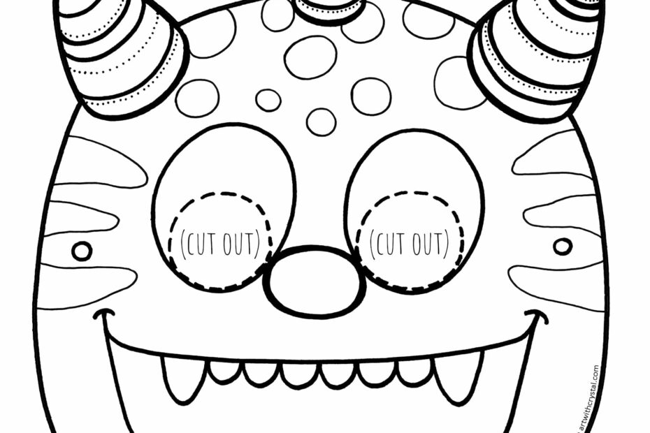 Monster Mask Free Printable Colouring Page Art With Crystal