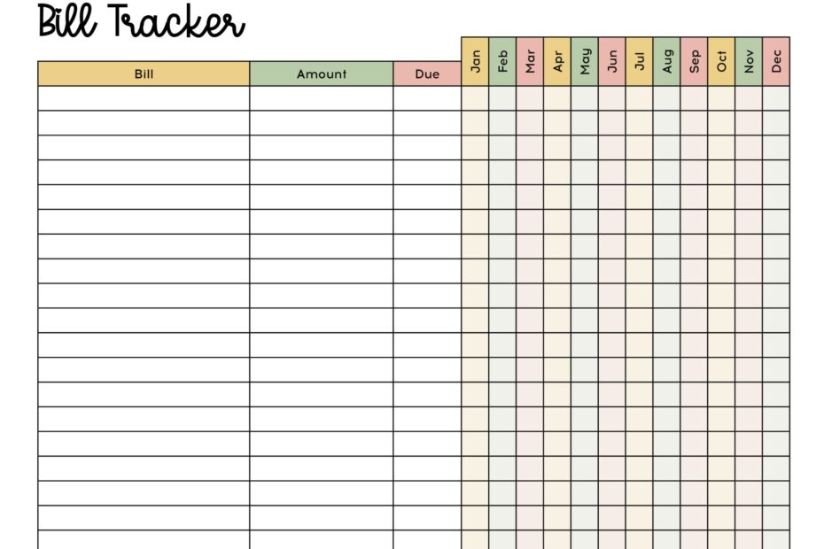 Monthly Bill Organizer Free Printable Printable Party Favors