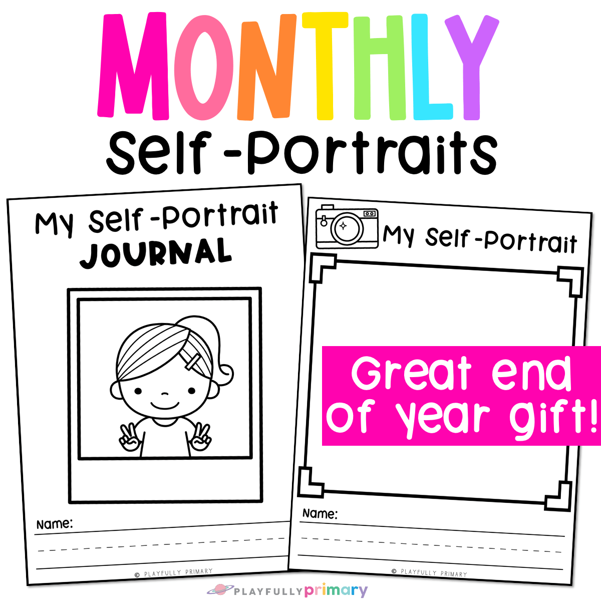 Monthly Self Portrait Templates For Preschool Kindergarten Playfully Primary