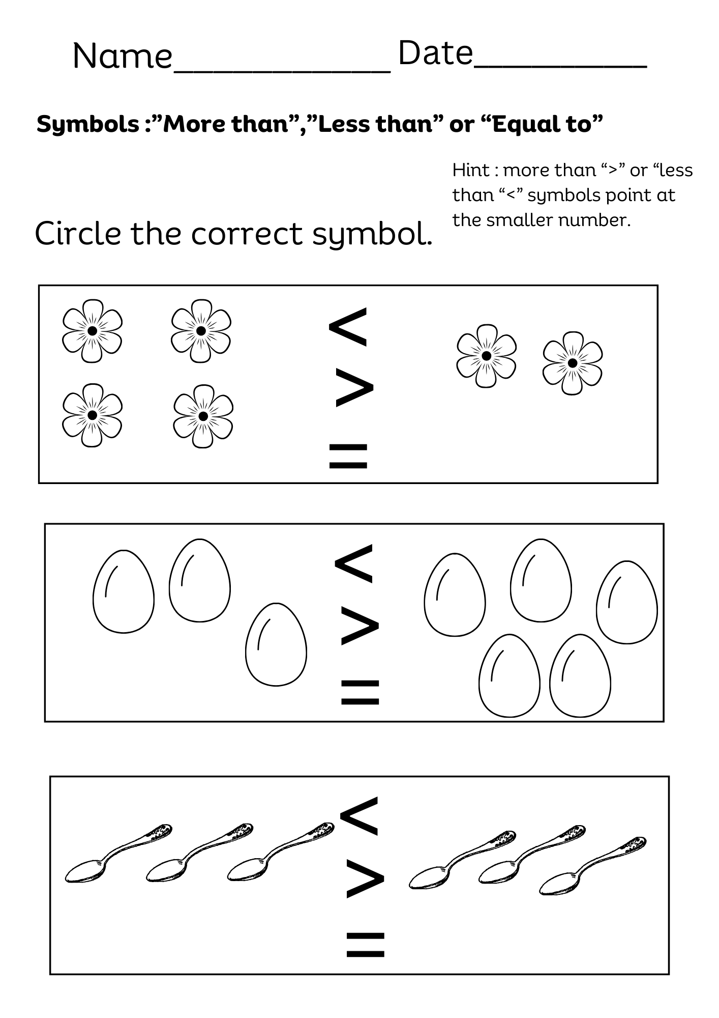 More Or Less Worksheets For Kindergarten 17 Pages 
