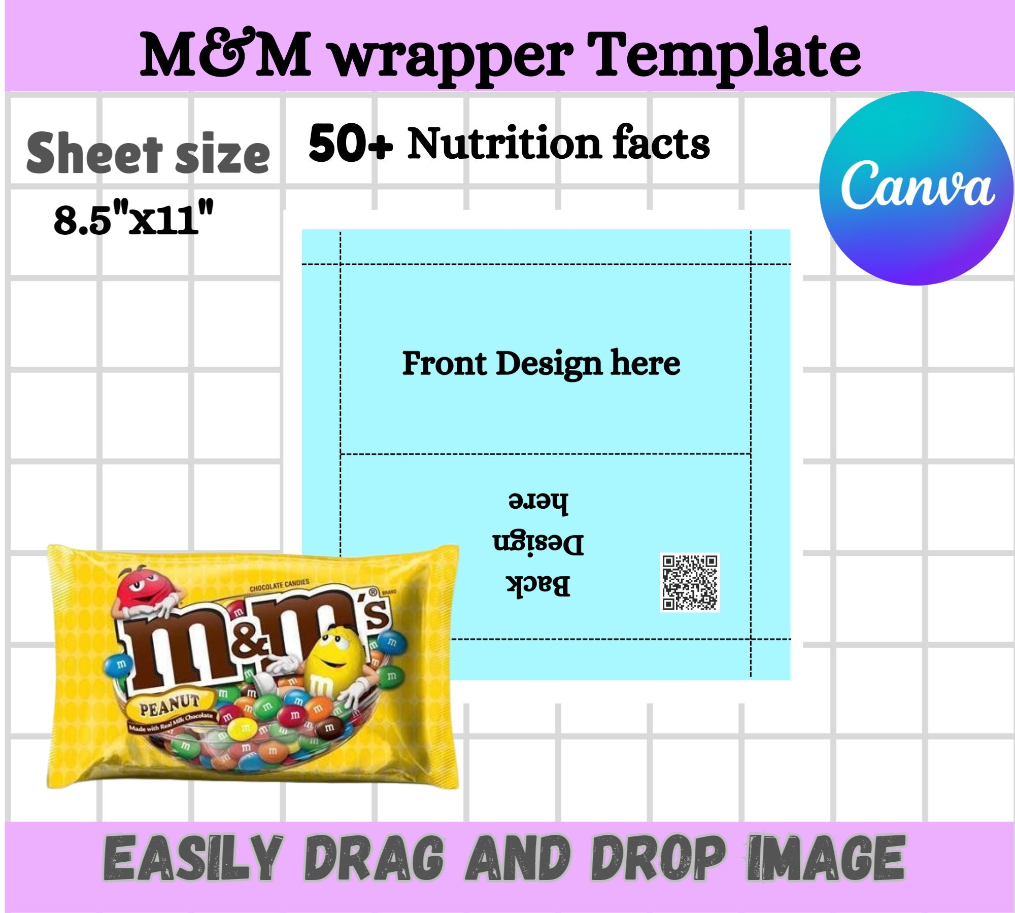 Mu0026M Wrapper Template Party Favor Template Party Template Nutrition Facts Digital Party Favor Canva Template Canva Editable Etsy