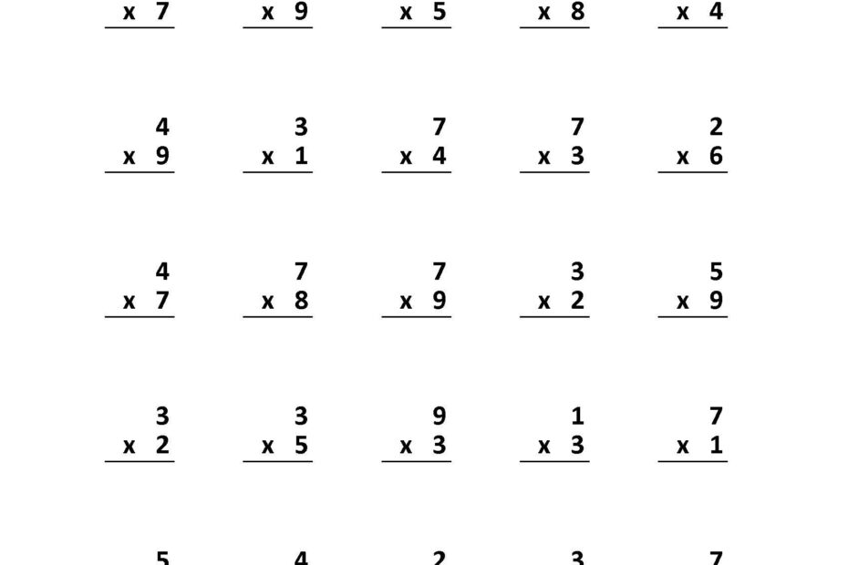 Multiplication 1 Minute Drill V 10 Math Worksheets With Answers