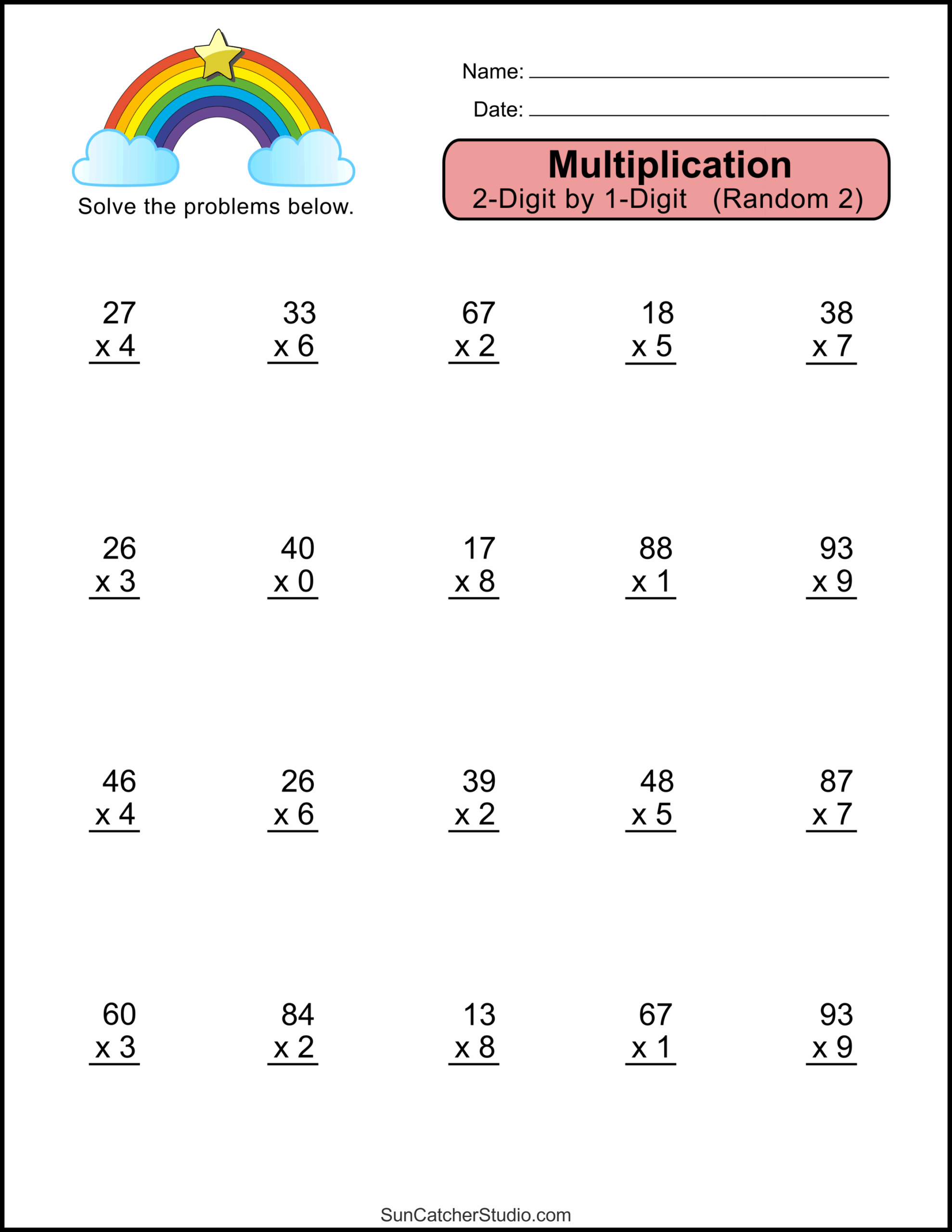 Multiplication Worksheets 2 Digit By 1 Digit Math Drills Free Printables Monograms Design Tools Patterns U0026 DIY Projects