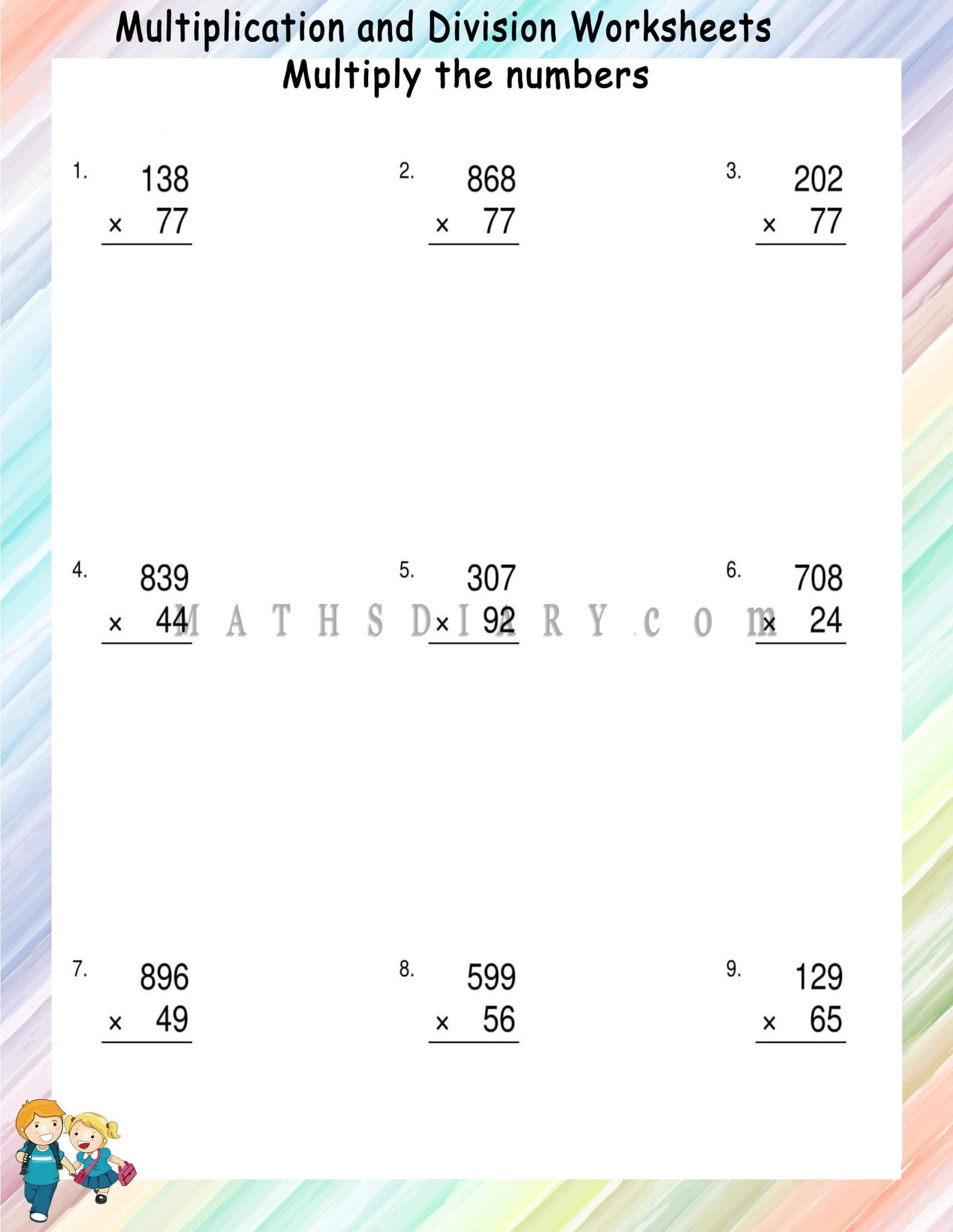 Multiplying 3 digit By 2 digit Number Worksheets Math Worksheets MathsDiary