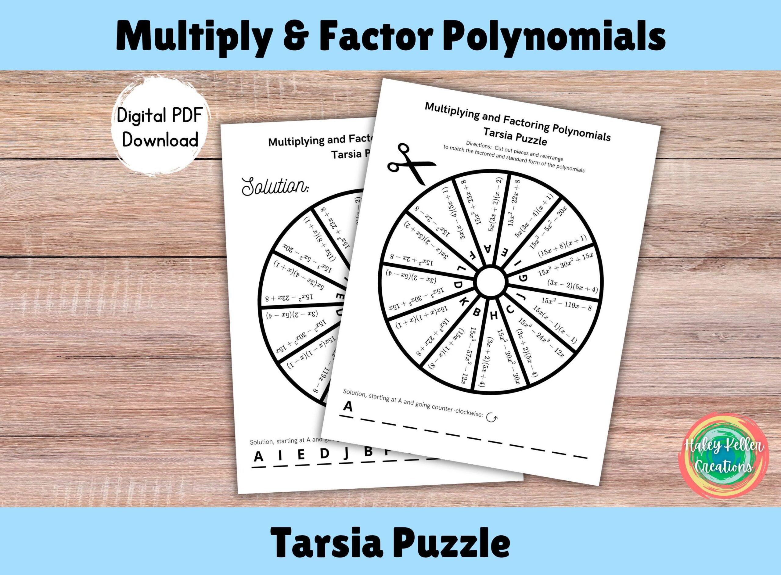 Multiplying Binomials And Factoring Quadratics polynomial Math Tarsia Puzzle Algebra Standard And Factored Form Activity Etsy