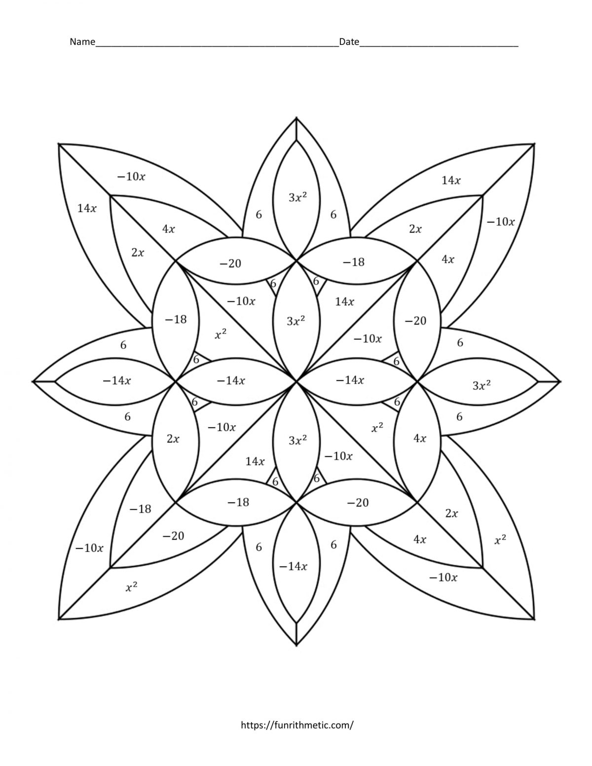 Multiplying Binomials Color By Number Funrithmetic