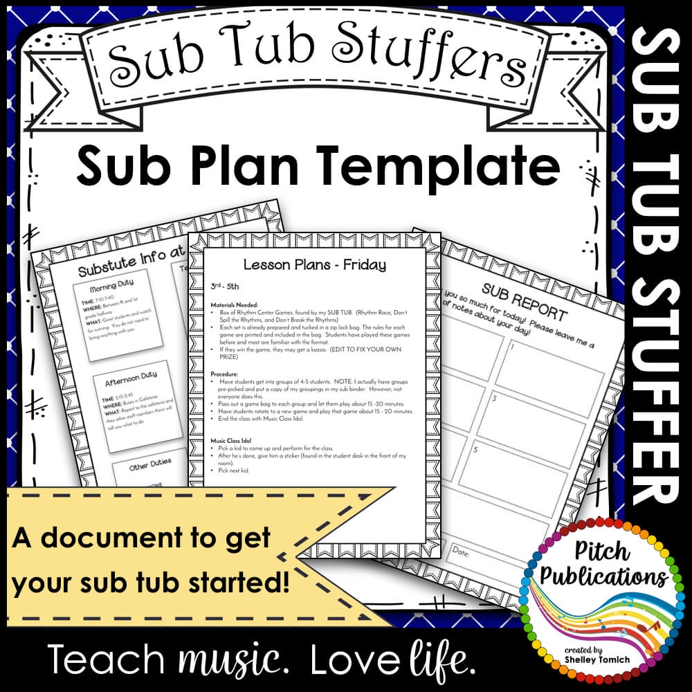 sub plan template free