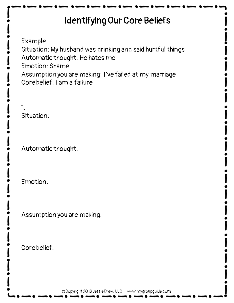 My Group Guide Group Activity On Core Beliefs U0026 Cognitive Distortions Worksheets Library