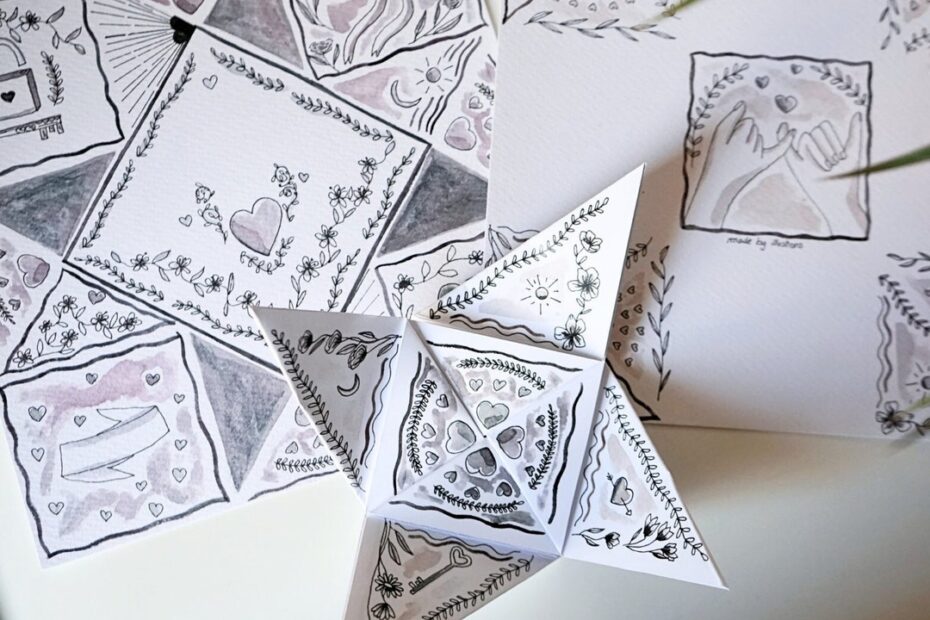 My Lovely Puzzle Purse By Illustrons Template digital Version Instant Download Victorian Love Card Watercolor Love Card Etsy