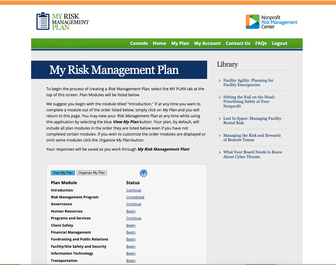 My Risk Management Plan