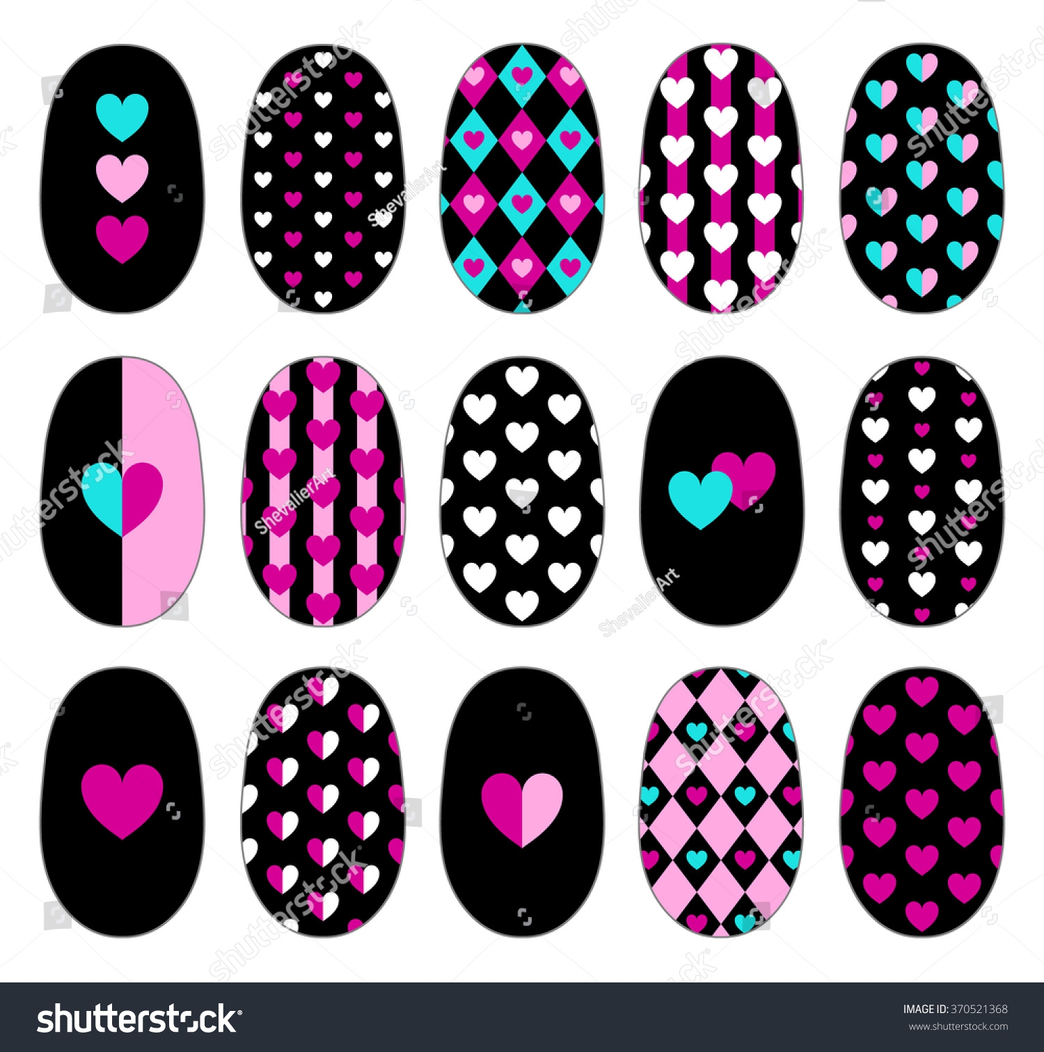 Nail Art Heart Design Templates Manicure Stock Vector Royalty Free 370521368 Shutterstock