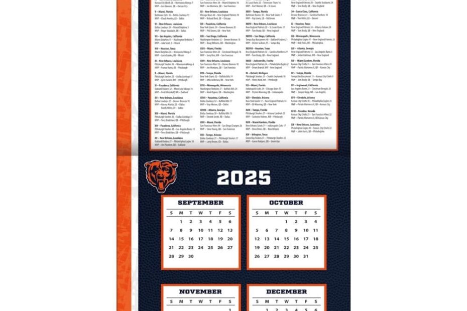 NFL Chicago Bears 2026 Wall Calendar