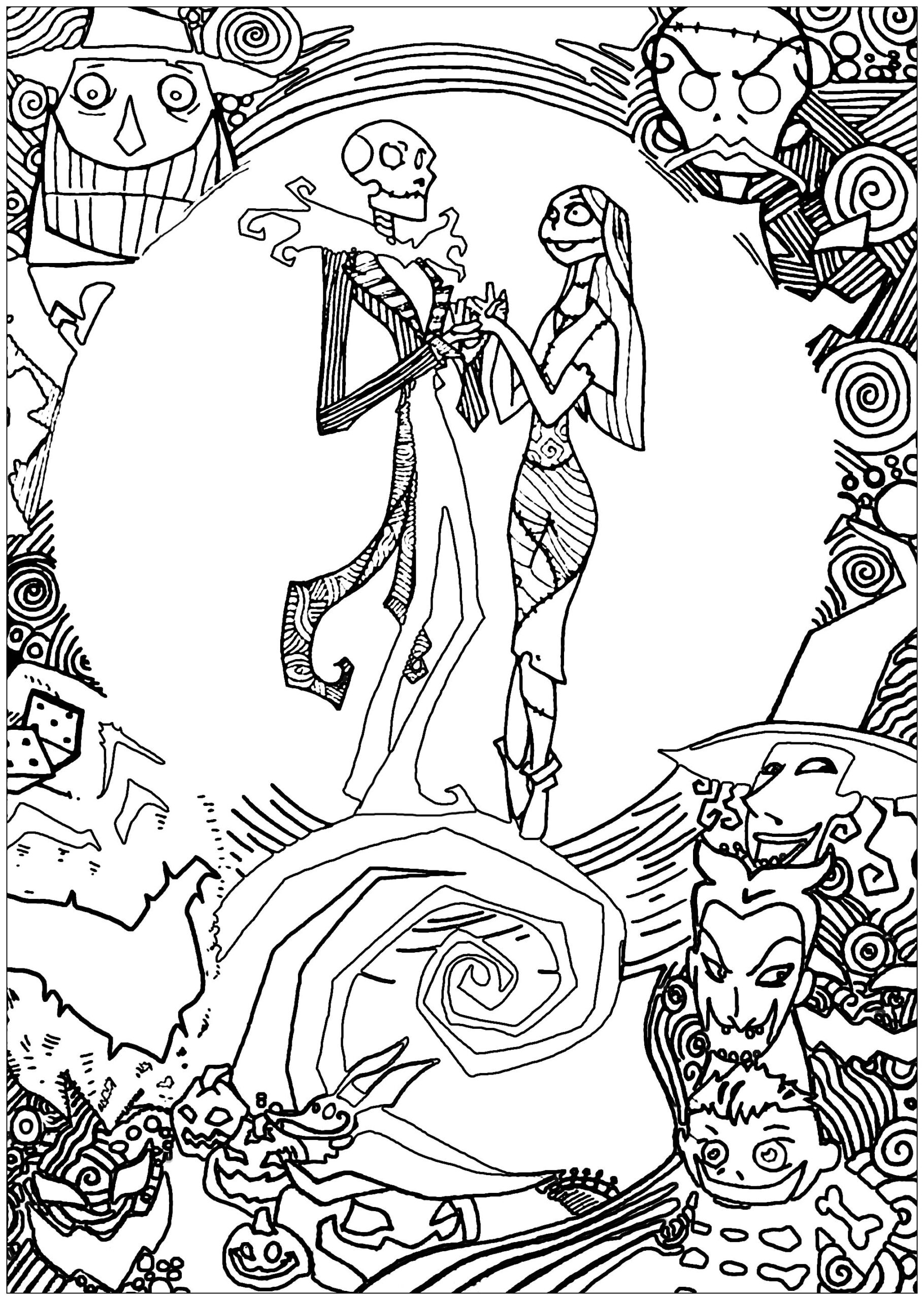 Nighmare Before Christmas With Sully Christmas Coloring Pages 