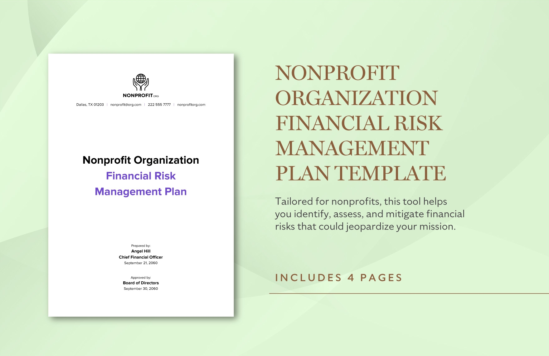nonprofit risk management plan template