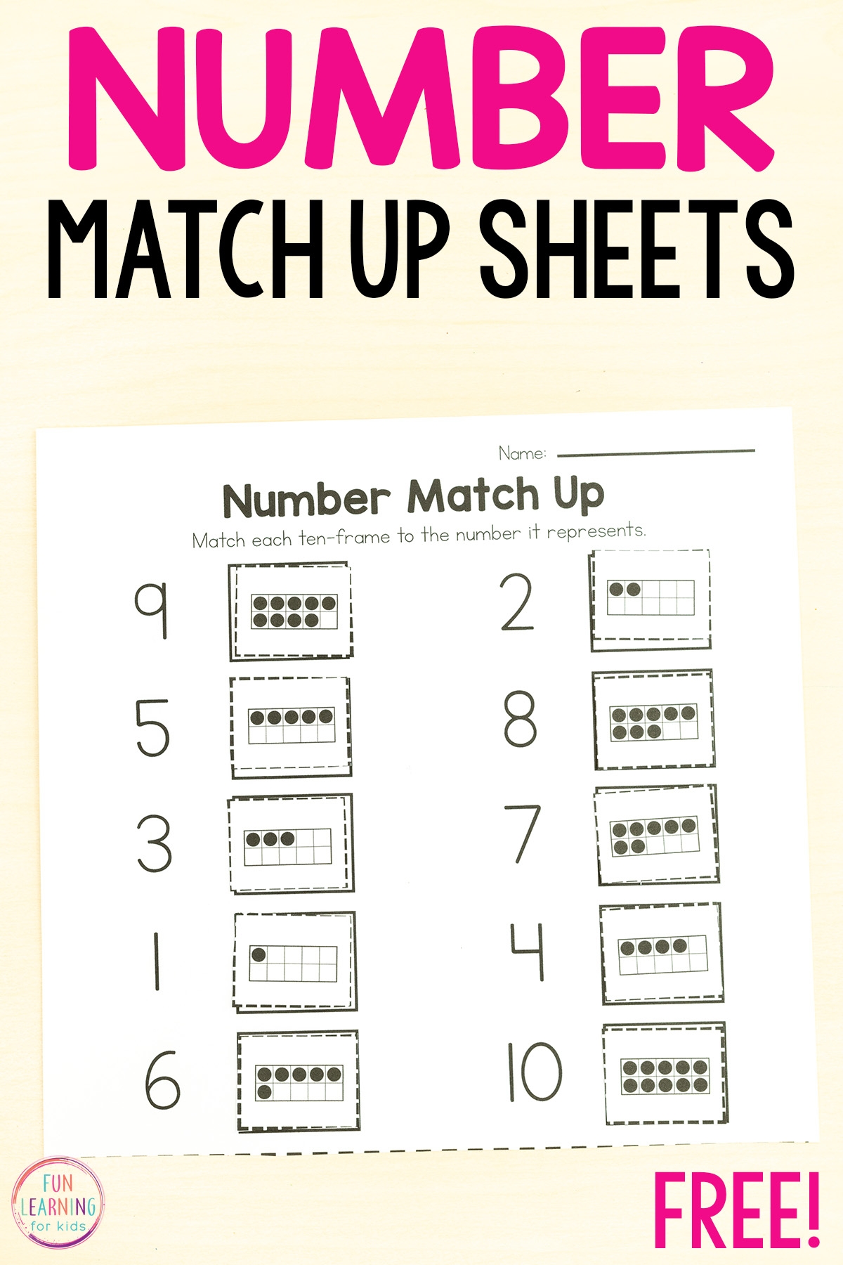 matching numbers worksheets