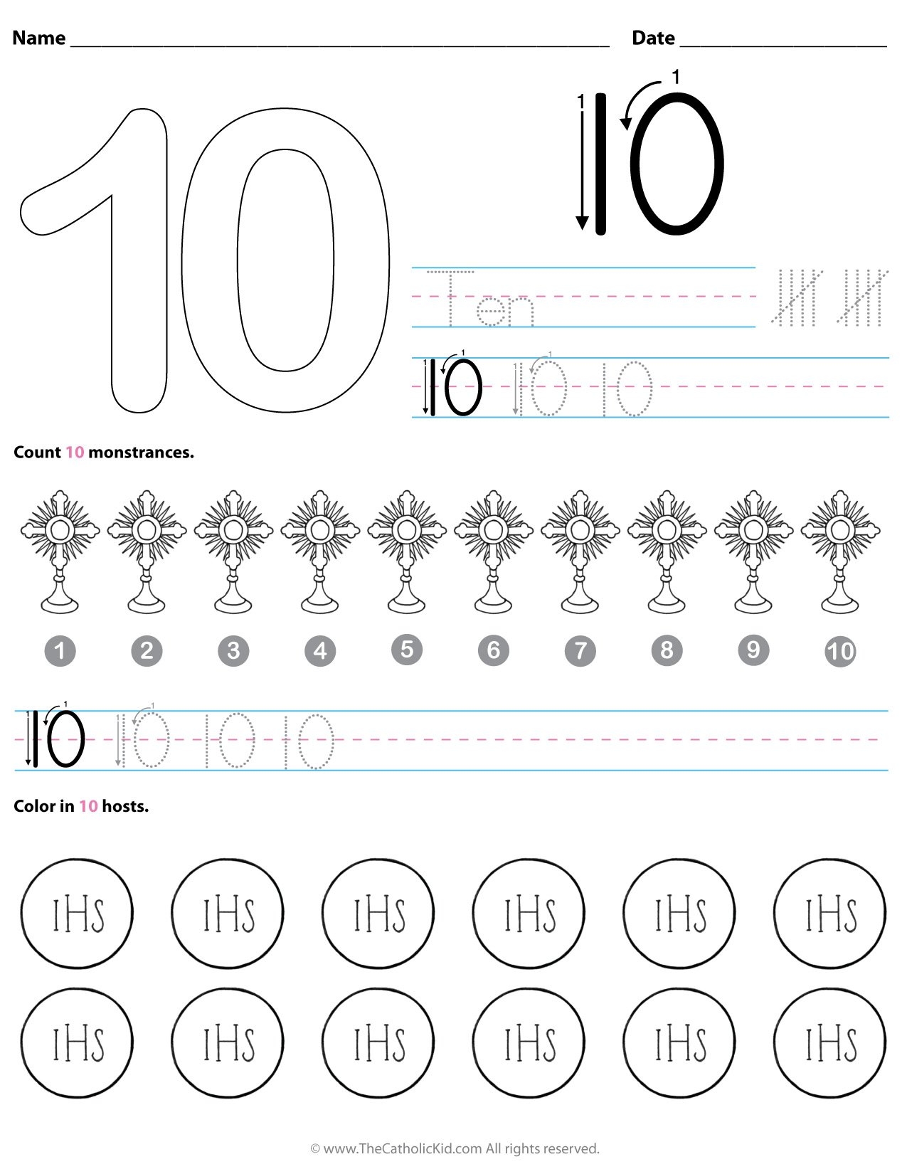 number 10 worksheet