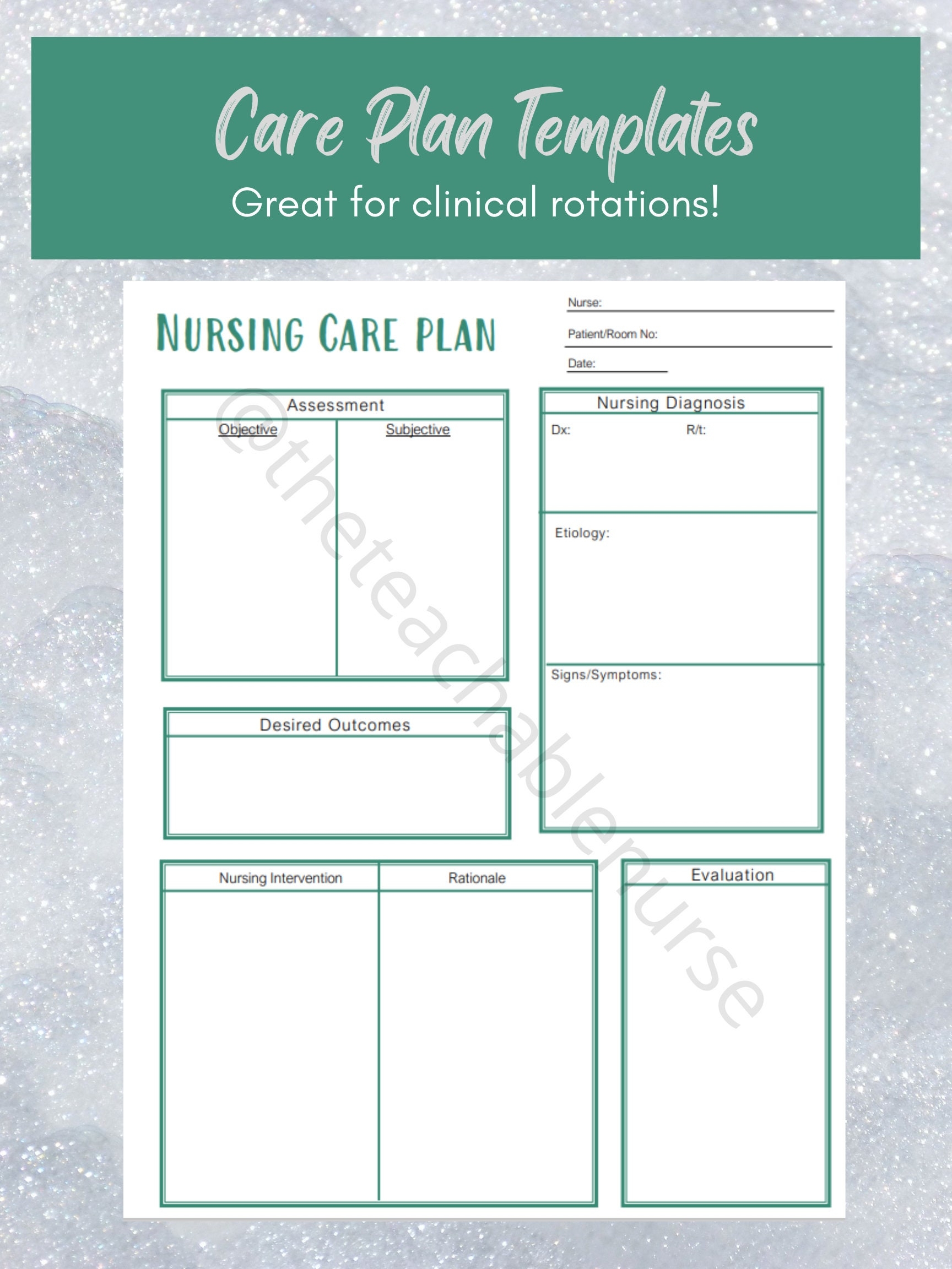 Nursing Care Plan Templates Etsy Australia
