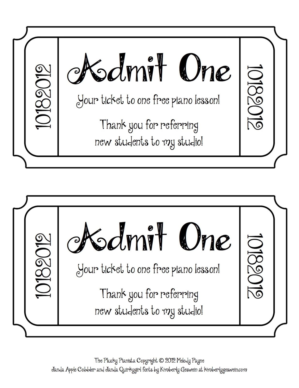 free ticket template printable