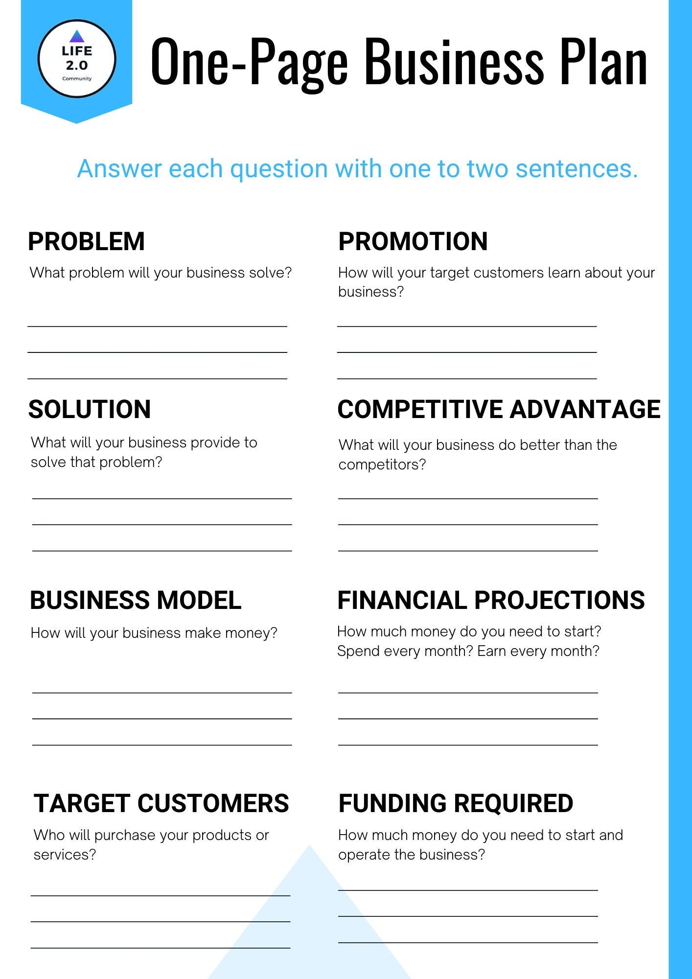 One Page Business Plan Business Plan Template Business Planner Business Plan Pdf Etsy Canada