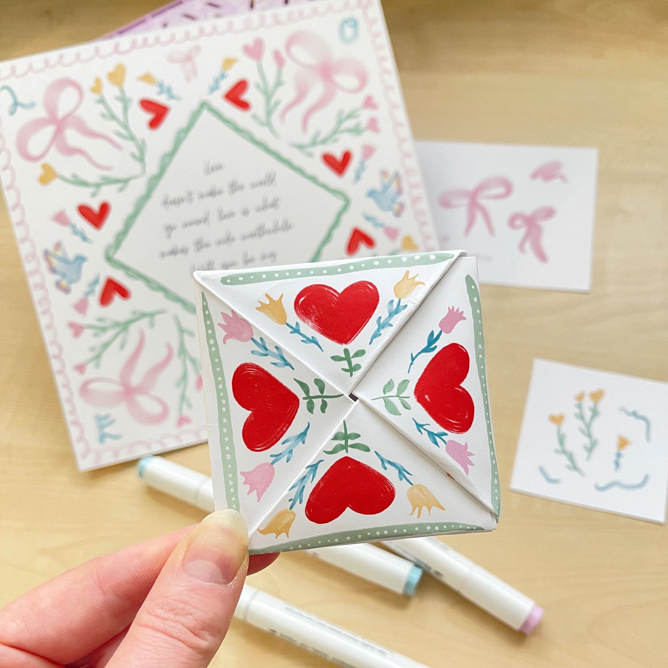 Origami Victorian Love Note Puzzle Purse Instant Download 