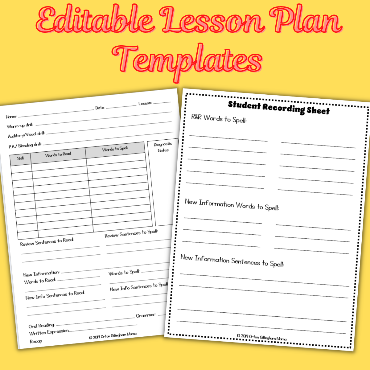 Orton Gillingham Lesson Plans W Editable Templates A Phonics BUNDLE