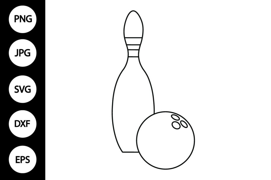 Outline Bowling Ball And Bowling Pin SVG
