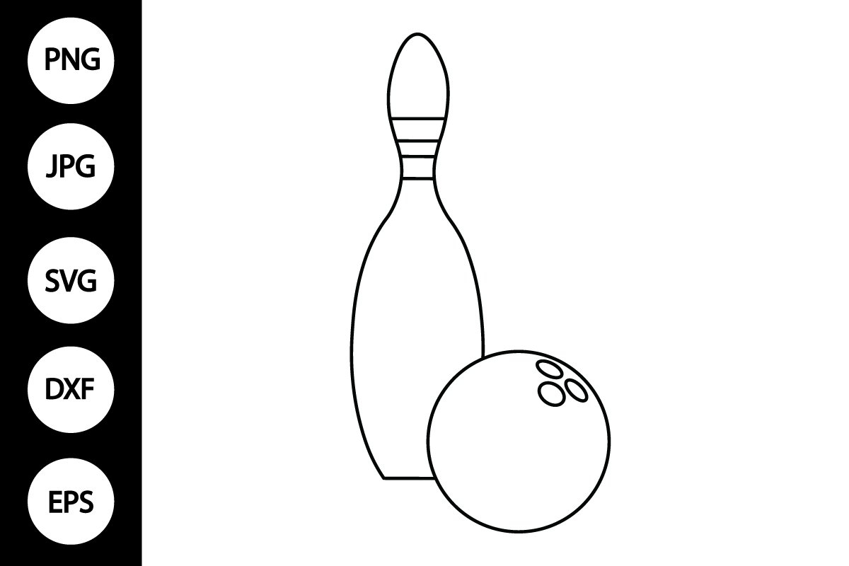 Outline Bowling Ball And Bowling Pin SVG