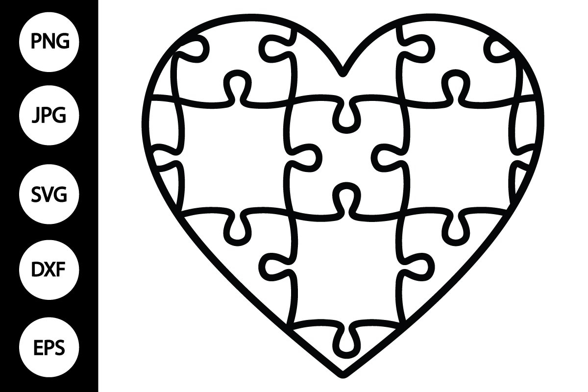 Outline Heart Puzzle SVG
