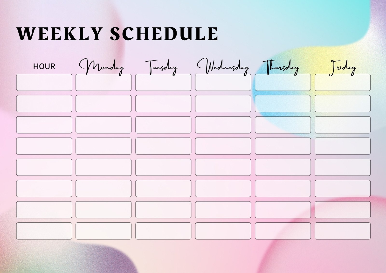 editable class schedule template