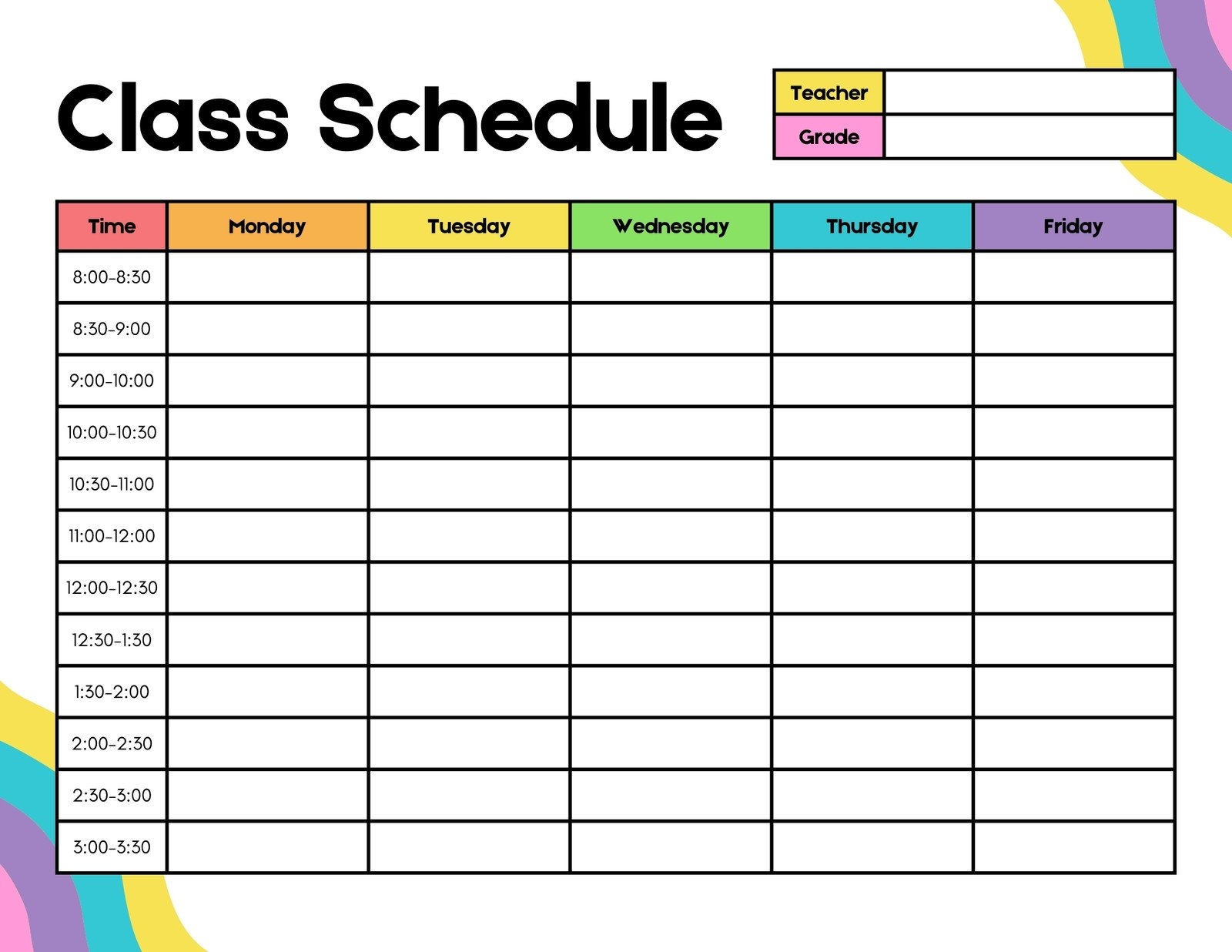 Page 3 Free Printable Class Schedule Templates To Customize Canva