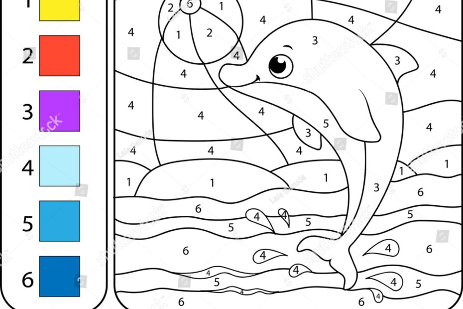 Paint Color Dolphin By Addition Subtraction Stock Vector Royalty