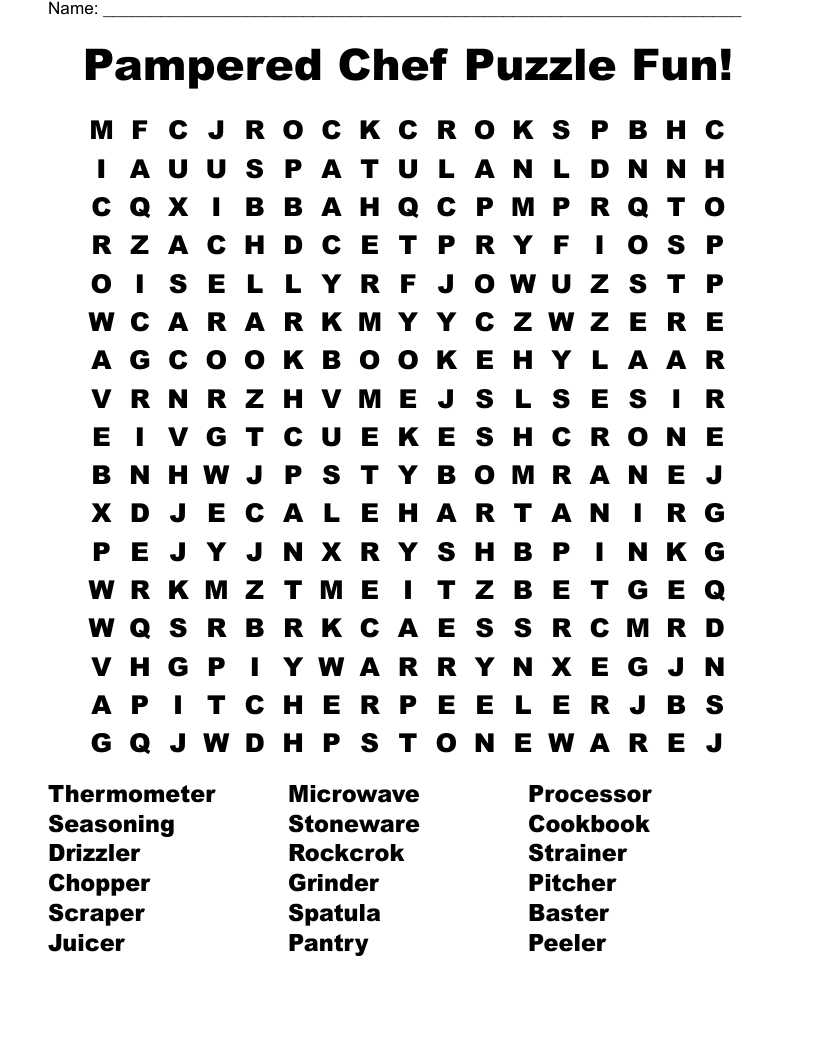 Pampered Chef Puzzle Fun Word Search WordMint