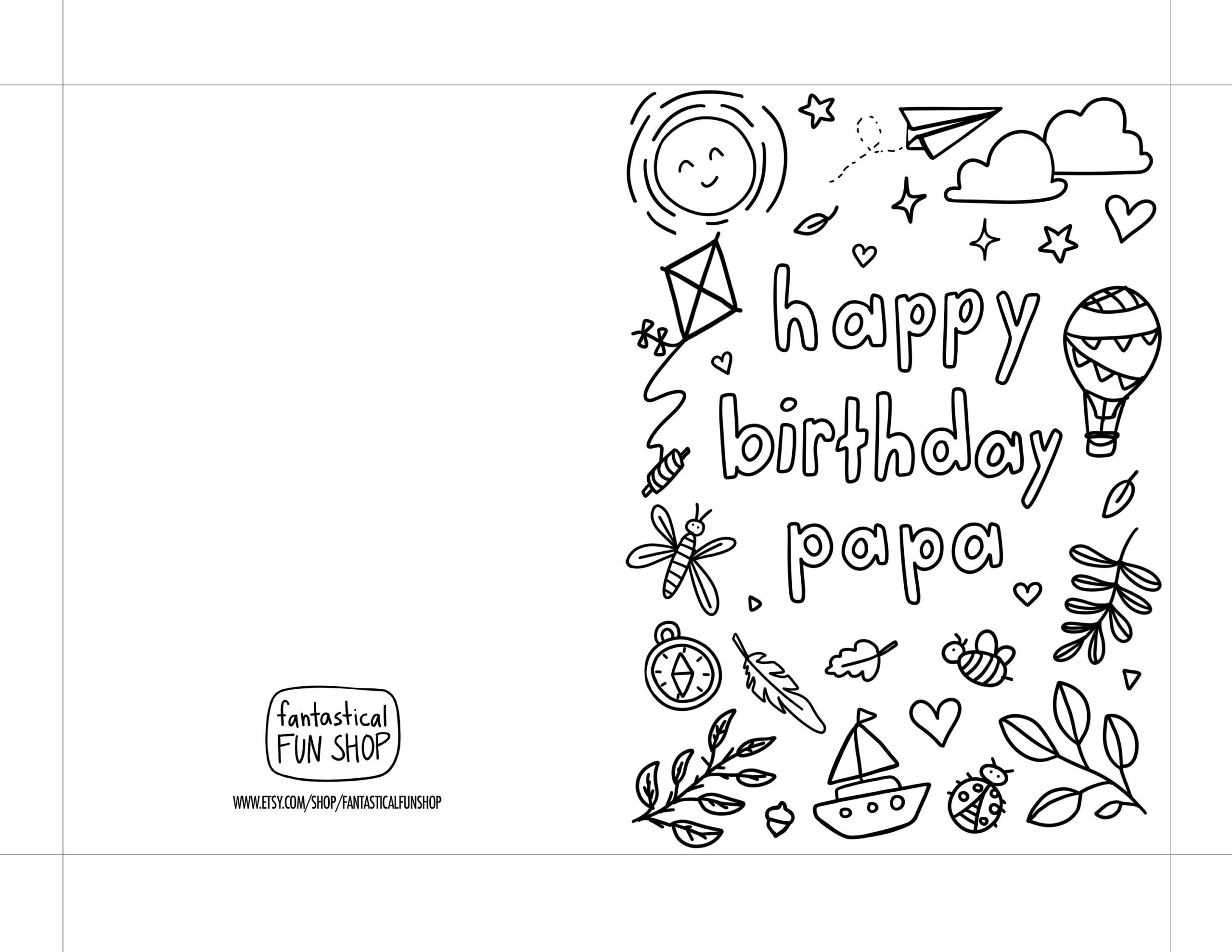 Papa Birthday Card From Grandchild COLORABLE Pa Pa Card From 