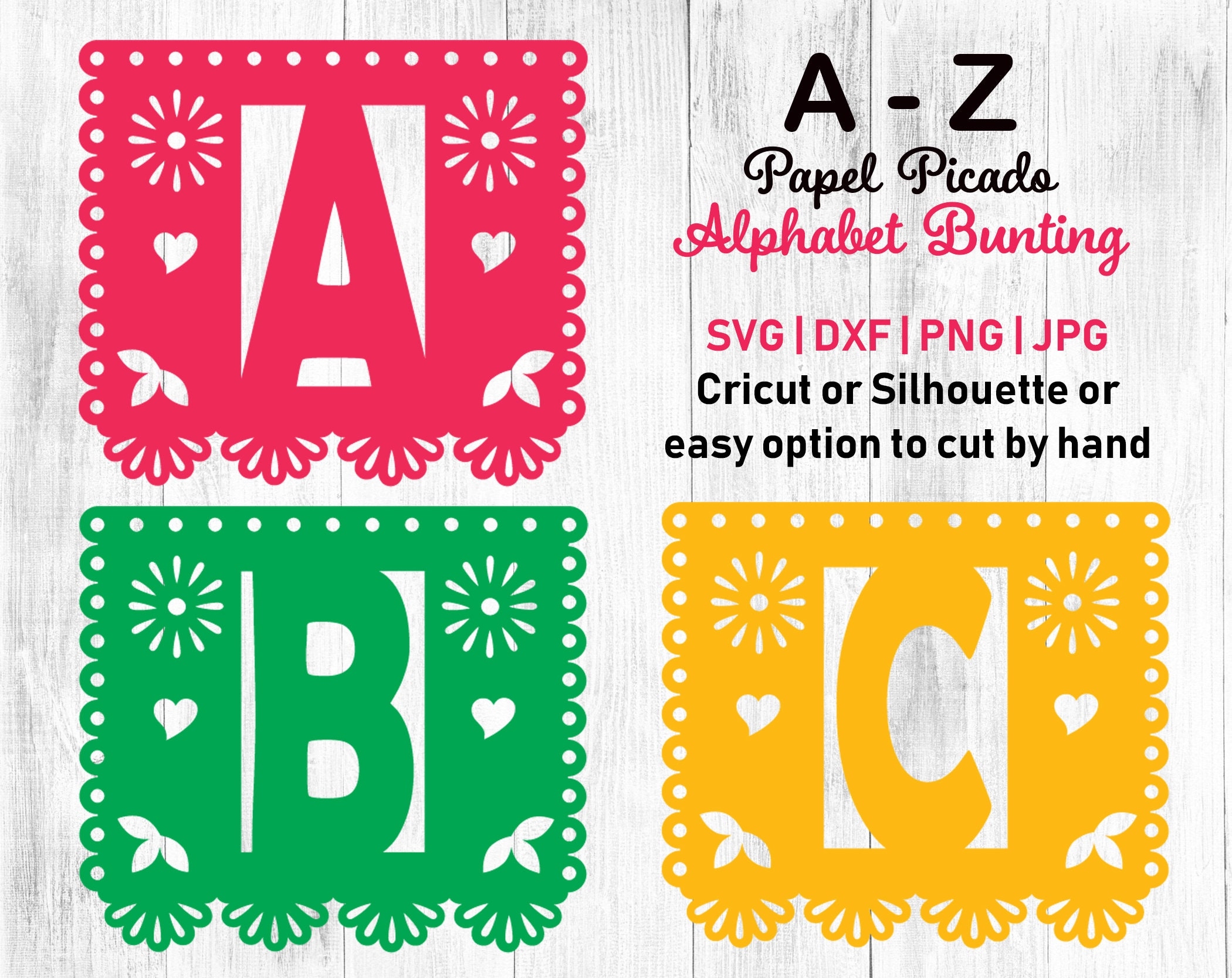 Papel Picado Svg Papel Picado Alphabet Papel Picado Template Papel Picado Letters Mexican Bunting Printable Bunting Cupcake Topper Etsy