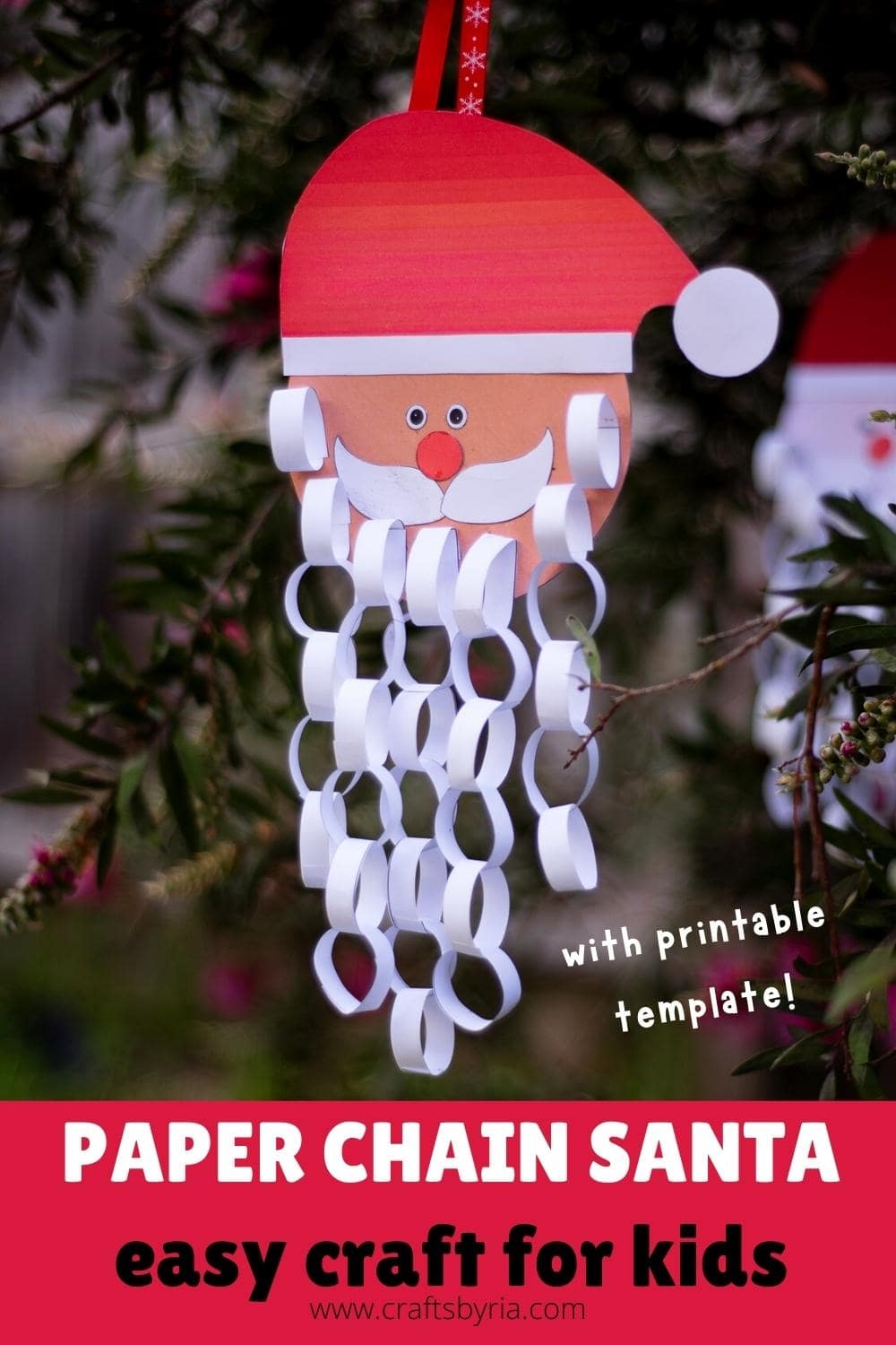 Paper Chain Beard Santa Craft Printable Template Crafts By Ria