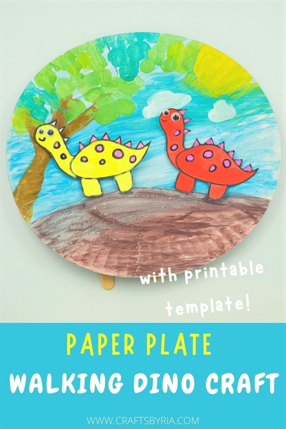 printable dinosaur paper plate craft template