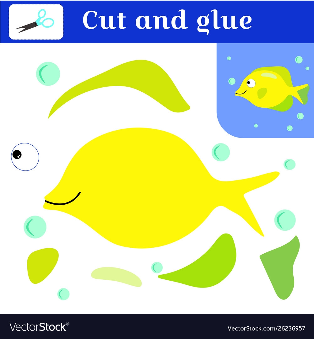 Paper Stitches Game For Preschoolers Puzzle Fish Vector Image