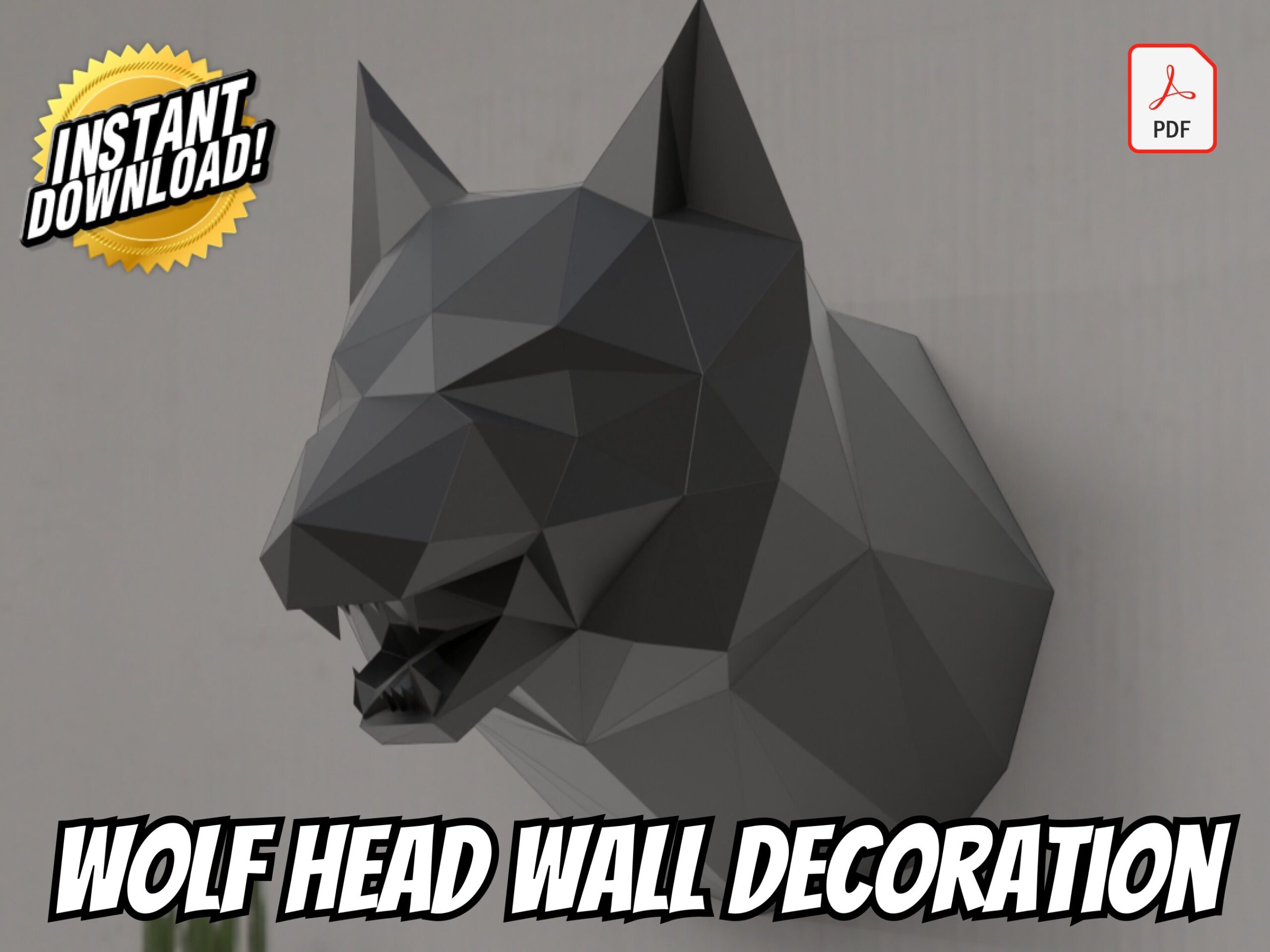 Papercraft Wolf Head Model DIY 3D Puzzle For Home Decor Wall Art 