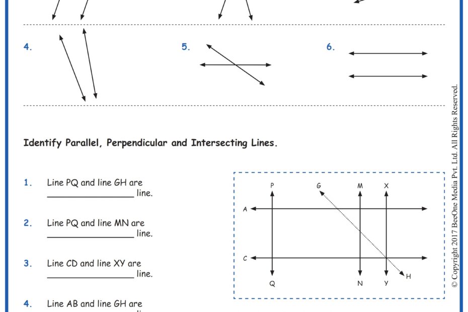 Parallel Perpendicular U0026 Intersecting Lines Worksheet