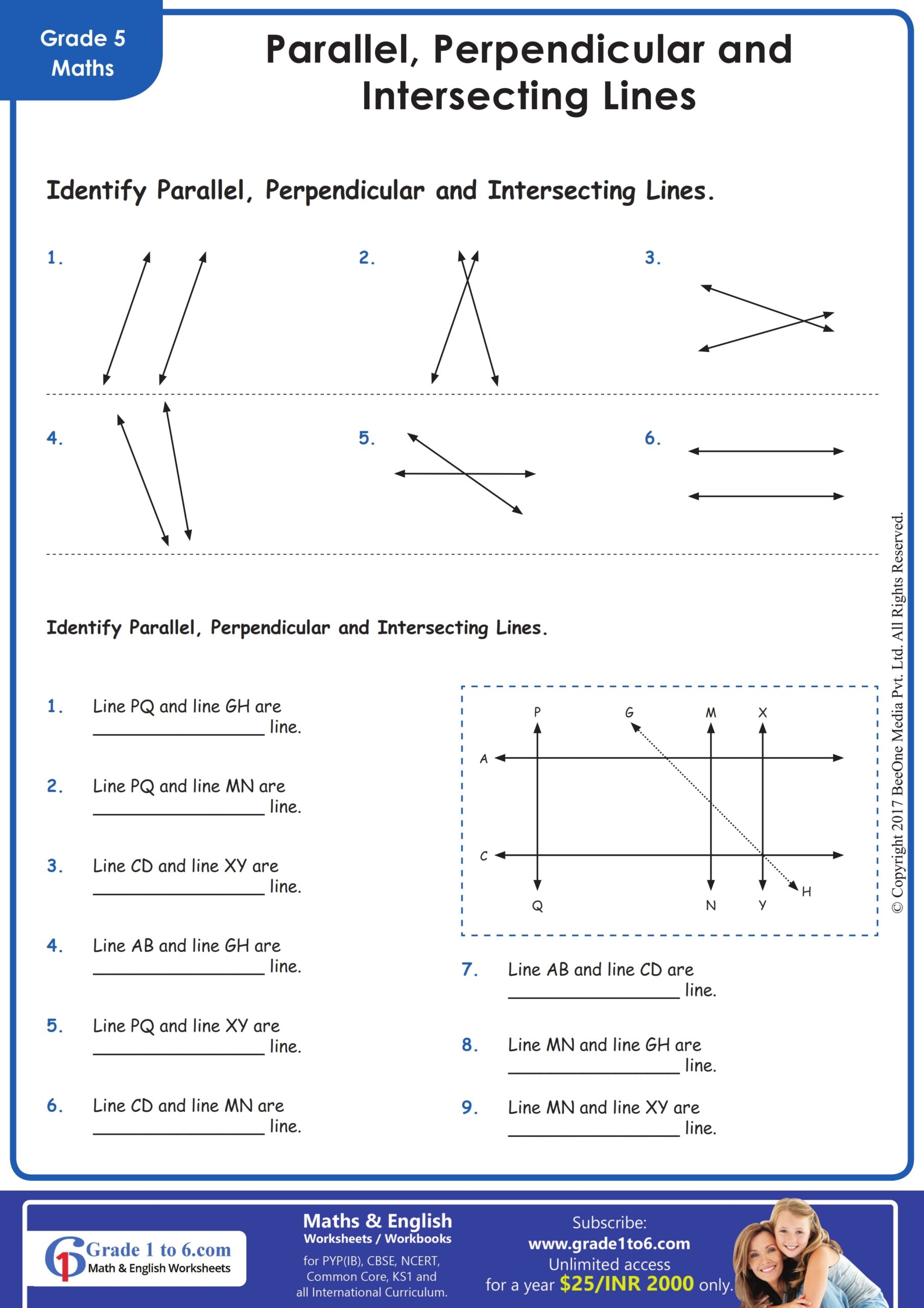 Parallel Perpendicular U0026 Intersecting Lines Worksheet