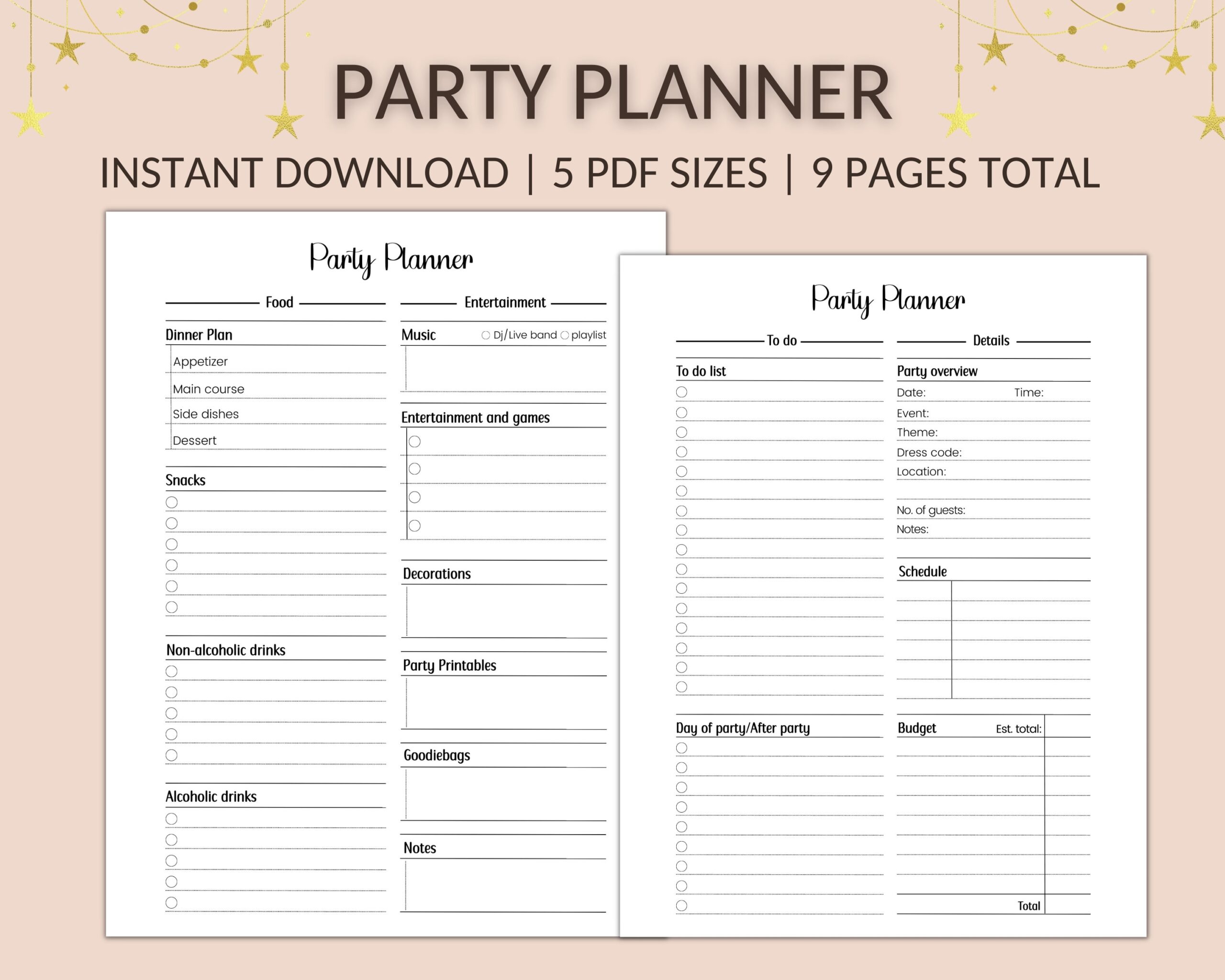 template for party planning
