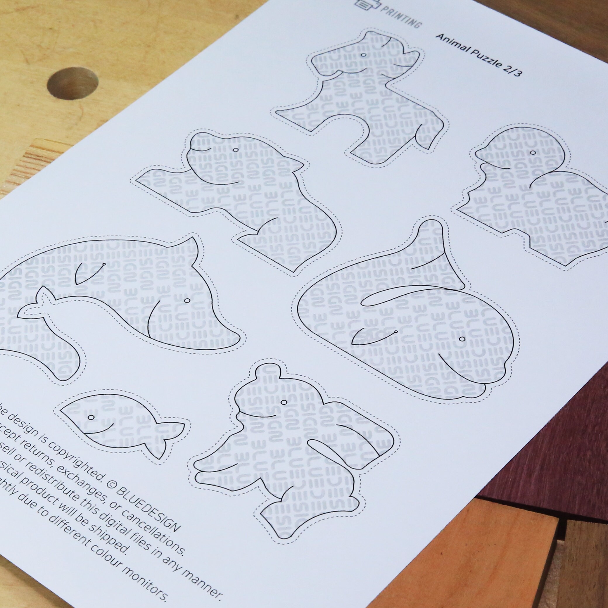 PDF PLAN Wood Puzzle Puzzle Template Animal Toys Kids Puzzles 