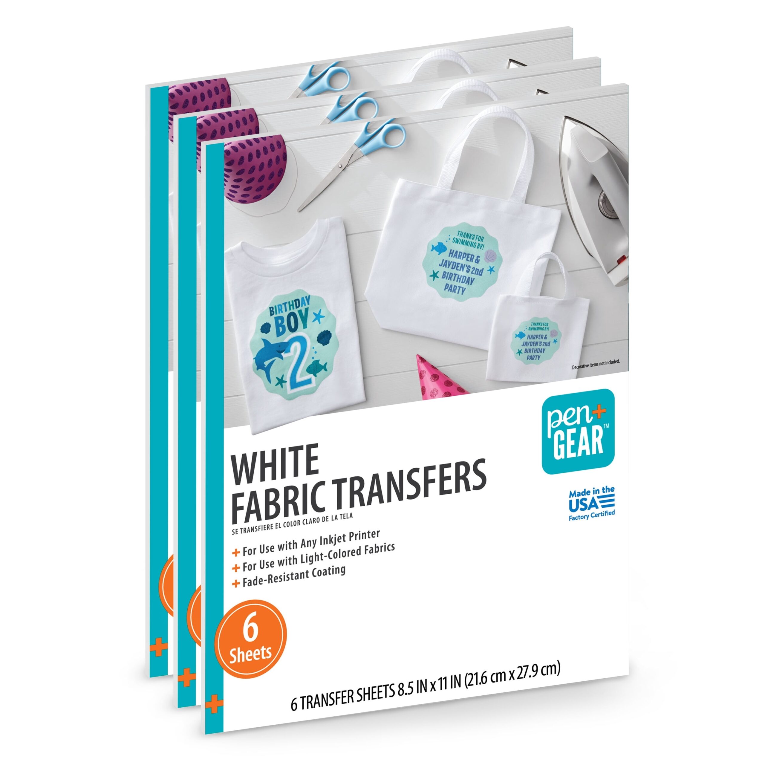 Pen Gear White Fabric Transfer Paper Inkjet Printable 8 5