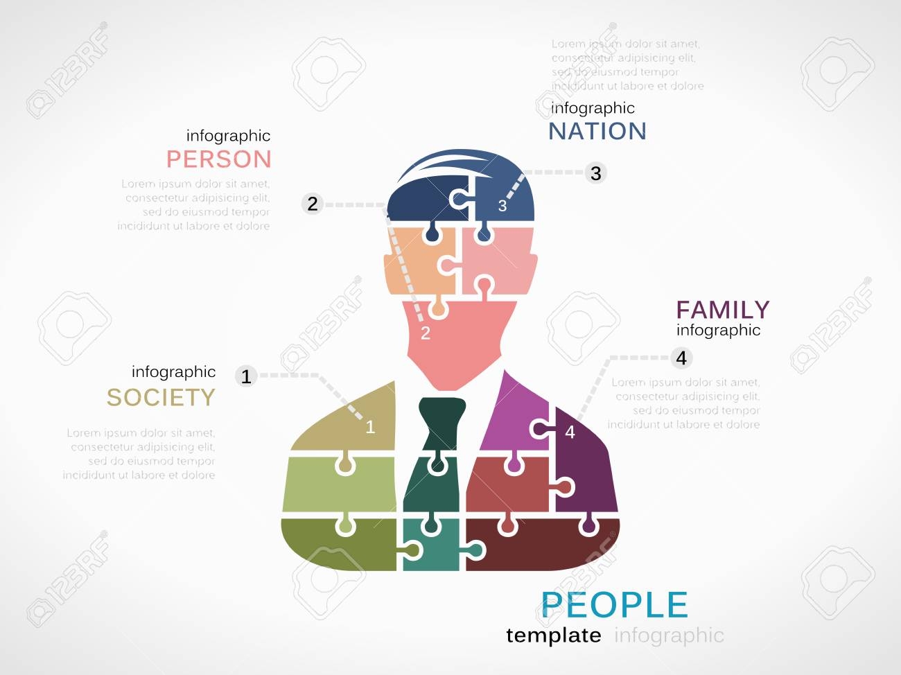People Concept Infographic Template With Silhouette Made Out Of Puzzle Pieces Royalty Free SVG Cliparts Vectors And Stock Illustration Image 30176081 