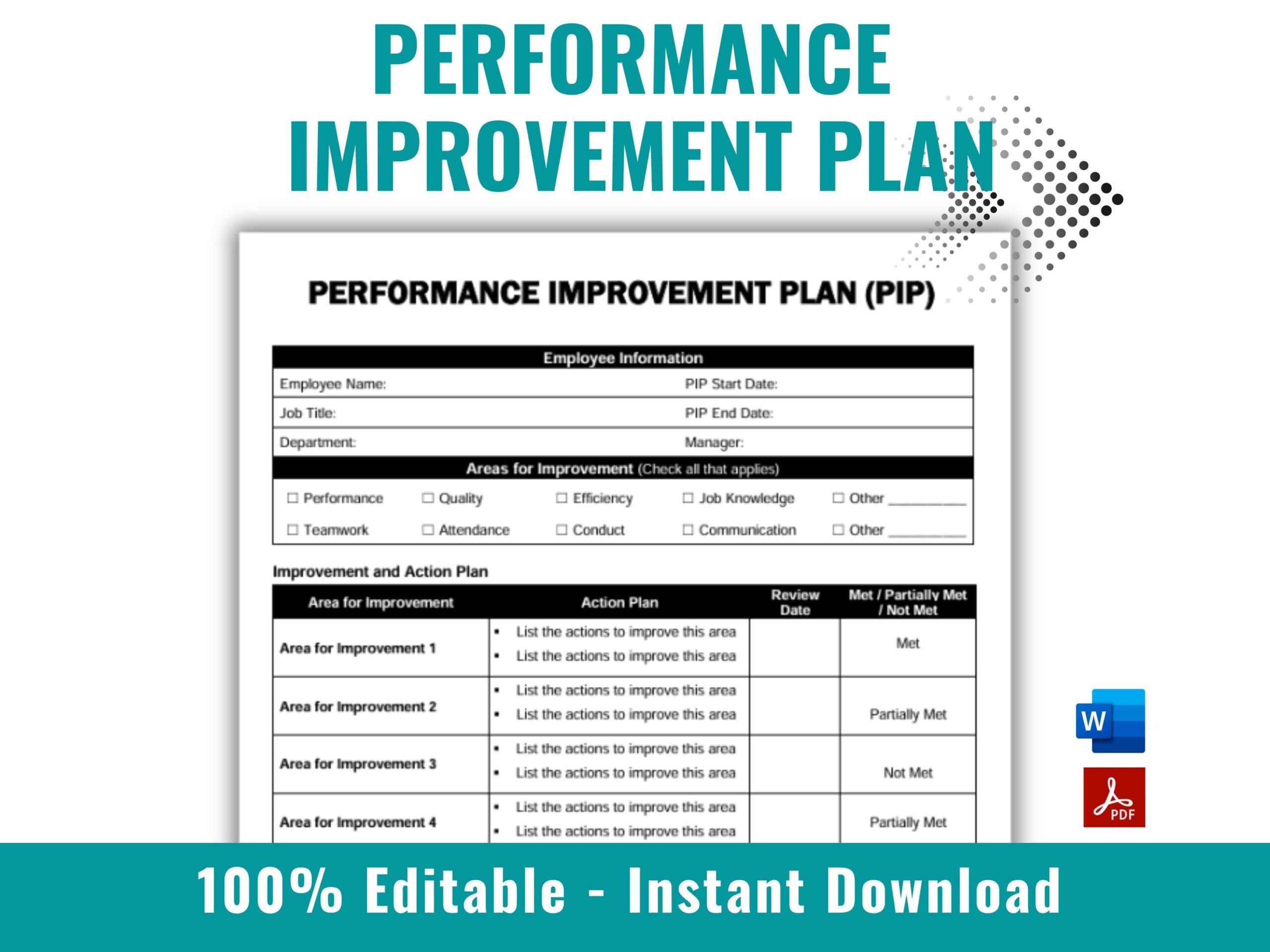 Performance Improvement Plan Template Employee Performance 