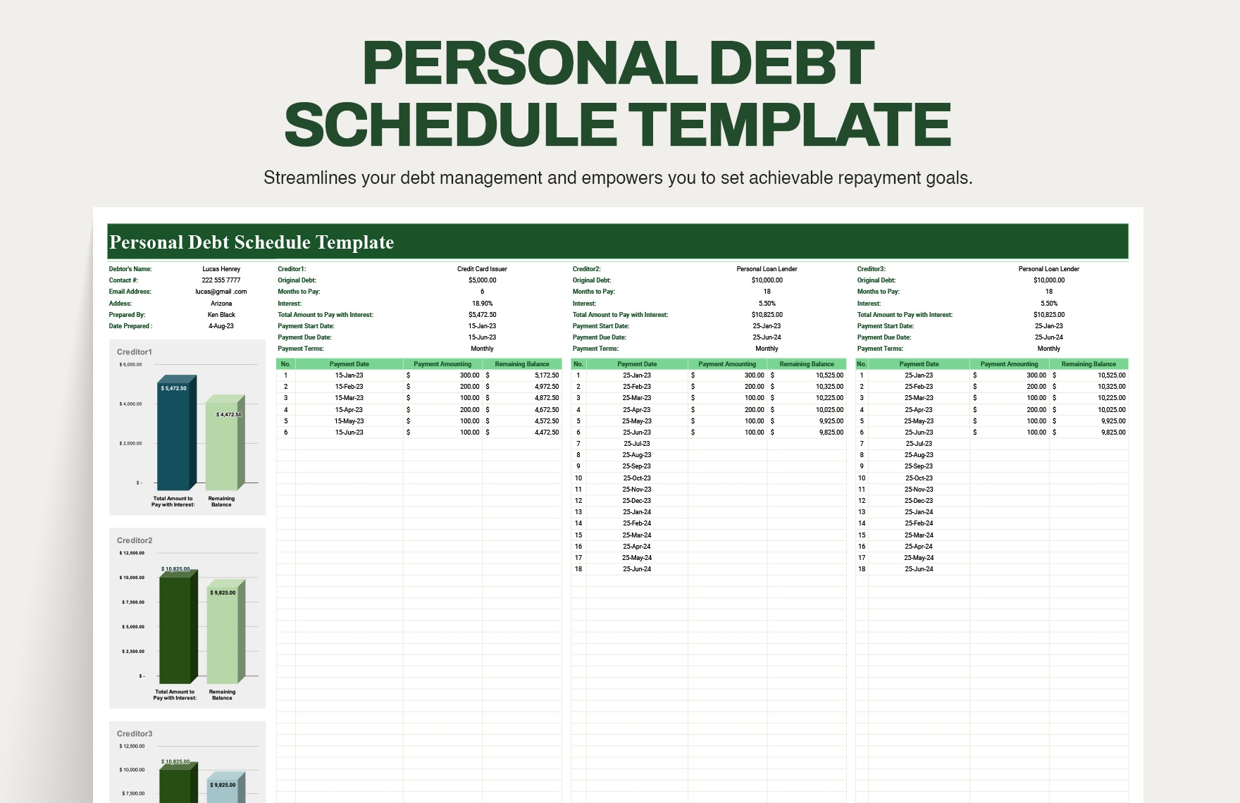 Personal Debt Schedule Template In Excel Google Sheets Download Template