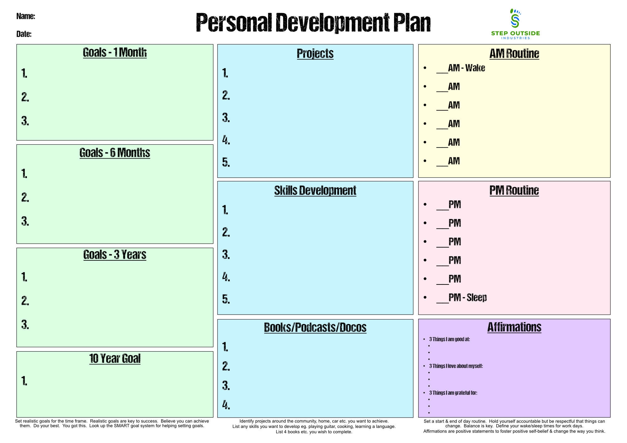 personal action plan template